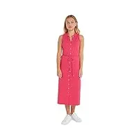 tommy hilfiger femme robe polo slim, rose (bright cerise pink), xl