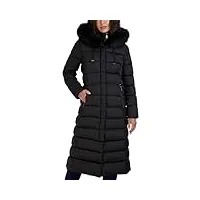 tahari nelly manteau long à capuche en fausse fourrure pour femme noir, noir, x-large