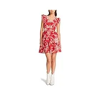 betsey johnson bush gardens robe courte en seersucker pour femme, rouge, m/xxl