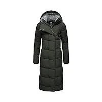 ragwear pavla long manteau matelassé chaud d'hiver à capuche pour femme xs-xxl, vert olive foncé, s