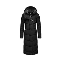 ragwear pavla long manteau matelassé chaud d'hiver à capuche pour femme xs-xxl, noir , m