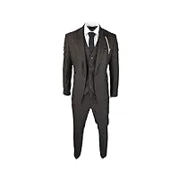 costume 3 pièces pour homme tweed marron noir à carreaux coupe ajustée style peaky mariages classique - marron 54