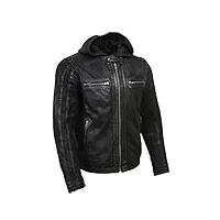 milwaukee leather sfm1807 veste à capuche en cuir noir de qualité supérieure pour homme, small