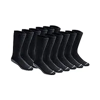 dickies chaussettes mi-bottes dri-tech moisture control pour homme, noir (12 paires), 6-12