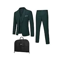 cloudstyle costume homme 3 pièces mariage slim fit smoking casual veste gilet et pantalon avec housses à vêtements vert 3xl