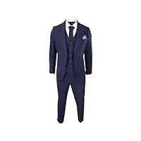 costume homme tweed à carreaux 3 pièces style vintage classique bleu marine coupe ajustée - bleu marine 60