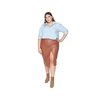 trendyol jupe crayon mi-longue pour femme-grande taille, marron, 48 plus