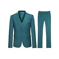 cloudstyle costume homme formel 3 pièces mariage business slim fit un bouton de couleur unie bleu xl