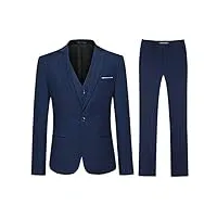 cloudstyle costume homme formel 3 pièces mariage business slim fit un bouton de couleur unie bleu marine m
