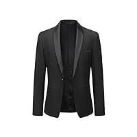 youthup blazer homme col châle slim fit veste de costume formel veston blazer casual elégant pour mariage business noir xxl