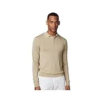 hackett london gmd merino silk polo pull-over, brown (taupe), xs homme