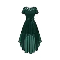 wedtrend robe de soirée élégante en mousseline de soie avec dentelle, vert foncé, s