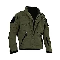 veste tactique polyvalente tout terrain pour hommes, manteau militaire décontracté imperméable polyvalent avec 12 poches, veste d'hiver pour hommes (couleur : vert militaire, taille : xl)