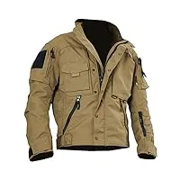 glimda veste tactique polyvalente tout terrain pour hommes, décontracté, imperméable, polyvalent, manteaux militaires chauds avec 12 poches, veste d'hiver pour hommes (couleur : kaki-b, taille : xl)