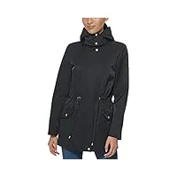 cole haan manteau de pluie court réglable pour femme, noir, x-small