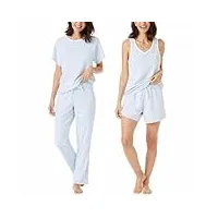 lucky brand ensemble pyjama 4 pièces en tissu éponge pour femme taille l, plein air, large