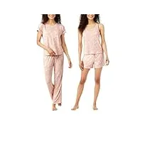 lucky brand ensemble pyjama 4 pièces pour femme, motif cachemire floral rose, taille 2x, motif cachemire floral rose, 2x