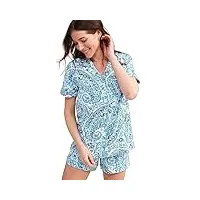 vera bradley ensemble de pyjama en coton pour femme avec chemise boutonnée et short (gamme de tailles étendue), dreamer paisley blanc, large