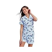 vera bradley ensemble de pyjama en coton à manches boutonnées et short pour femme, turtle dream, 3x-large