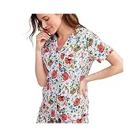 vera bradley ensemble de pyjama en coton pour femme avec chemise boutonnée et short (gamme de tailles étendue), sea air floral, large