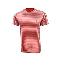 nautica t-shirt rayé col rond pour homme, teaberry, taille m
