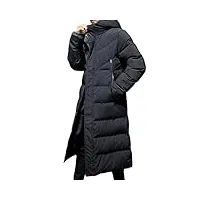 manteau d'hiver pour hommes épaissie doudoune à capuche manteau d'hiver imperméable coupe-vent parka longue à capuche doudoune longue bouffante veste à capuche (noir,l)