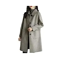 deepsko manteau en laine pour femme - automne et hiver - trench coat slim mi-long, gris, xl