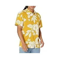 quiksilver chemise col boutonn aqua flower pour homme, huile yeallow aqua flowers 233, taille xl