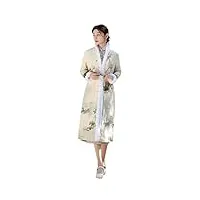 otfthpcw manteau long d'hiver épais de style chinois pour femmes vêtements d'extérieur ample costume chinois vintage veste coupe-vent femme, manteau champagne, m