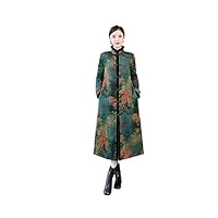 manteau long d'hiver de style chinois pour femme - style national vintage chinois - veste rembourrée épaisse et traditionnelle, vert, xl