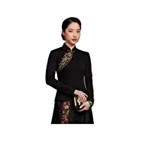 hangerfeng embroidery knitting qipao top silk black skirt 2667 black xxl