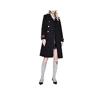 haitpant printemps automne classique trench coat femme mid long style britannique double boutonnage, black, l