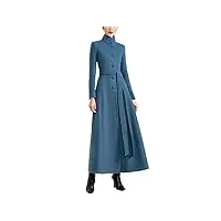 haitpant manteau long en laine pour femme automne hiver Élégant noir Épais vêtements d'extérieur en laine mélangée pardessus, blue, 3xl