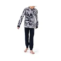 schiesser ensemble pyjama pour garçon - qualité chaude - tissu éponge - polaire - interlock - tailles 140 à 176, gris clair 179998, 14 ans
