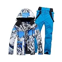 combinaison de ski pour homme - veste d'hiver chaude pour sports de plein air - vestes et pantalons de ski - veste de snowboard - xs et bleu - xl
