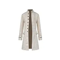 yming mens festival steampunk mode manteau couleur unie manches longues tailcoat blanc xl