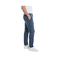 replay pantalon chino benni regular fit avec stretch, bleu (dark blue 007), 34w / 30l homme