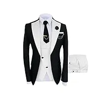 costume slim fit 3 pièces pour homme ensembles Élégants de blazer de bal de dîner à un bouton à revers ensemble de pantalons de gilet de veste de mariage de fête (blanc,xxl)