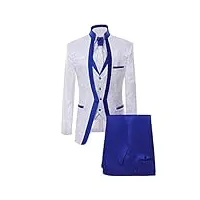 costume 3 pièces à fleurs pour hommes costumes de mariage de bal de smoking jacquard paisley dîner veste slim fit gilet et pantalon (blanc,m)