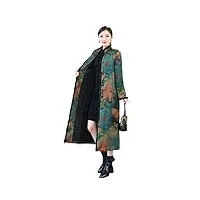 xinfeiyue manteau long d'hiver de style chinois pour femme - style national vintage chinois - veste épaisse et rembourrée, green0., l