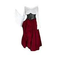 robe rétro médiévale pour femme avec manches trompette, robe reine victorienne médiévale renaissance gothique maxi robe carnaval halloween fête princesse costume rouge l