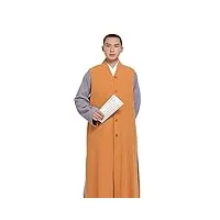 robe de moine bouddhiste vintage long gilet, pyjama bouddhiste de méditation longue robe, rouge, 40 (jaune 37)