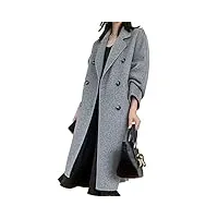 wokas manteau oversize automne et hiver cachemire laine manteau femme manteau long (couleur : gris, taille : l)