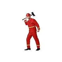 atosa costume complet de pompier homme adulte rouge réfléchissant jaune ensemble veste et pantalon d'urgence pour fête halloween et carnaval m-l