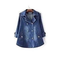 tjlss printemps jeans veste femmes poncho vintage denim vestes À manches longues manteau femme poche veste (color : dark blue, size : m)