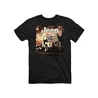 jeep live free t-shirt à manches courtes pour homme, noir | coucher de soleil, drapeau américain, design cj7 pour les amoureux des États-unis | 100 % coton, noir, noir, taille xl