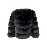 zhuikun manteau en fausse fourrure pour femme pardessus court en fourrure artificielle solide Épais chaud parka veste - style 4, 4xl