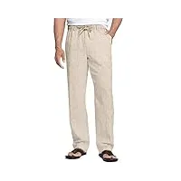 coofandy pantalon long en lin pour homme pantalon d'été léger pantalon de yoga de plage pantalon de loisirs coupe ample 1- vert armée l