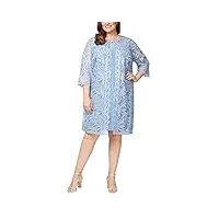 alex evenings robe droite midi à encolure dégagée avec veste pour femme (taille petite et standard), pervenche, 44