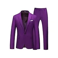 ensemble de 2 pièces pour homme avec pantalon - costume formel pour le travail, le mariage, la scène, le smoking - violet asie m - 45 à 50 kg